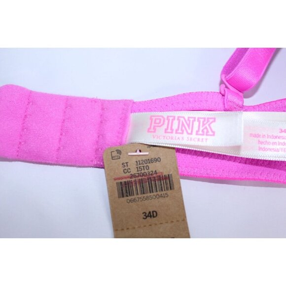 Pink By Victoria's Secret 34 D Pink Solid Push Up Lightly Padded Unwired NWT - Picture 7 of 15